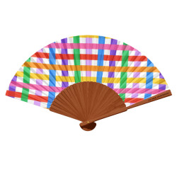 Éventail Vichy multicolore