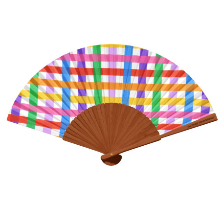 Éventail Vichy multicolore