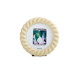 Cadre photo rond - Tressé beige