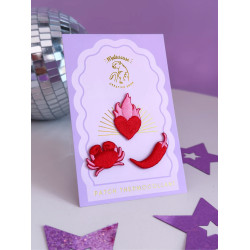 Trio de mini patchs - Piment, crabe et coeur enflammé