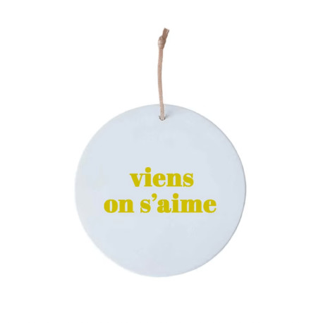 Médaillon Viens on s'aime police large - doré