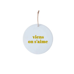 Petit médaillon Viens on s'aime - Doré