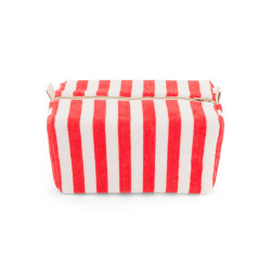 Trousse de toilette éponge rayée - tomato