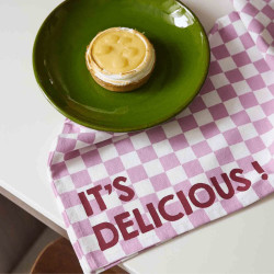 Serviette de table - Damier mauve "It's delicious"