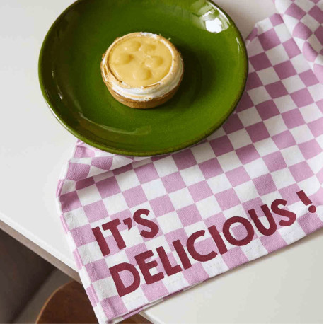 Serviette de table - Damier mauve "It's delicious"