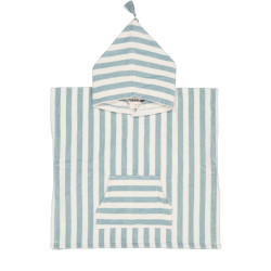 Poncho de bain Suzon - Rayé bleu cloud et blanc - 1/3 ans