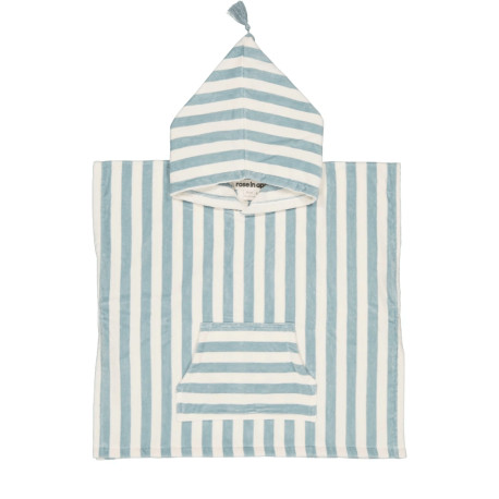 Poncho de bain Suzon - Rayé bleu cloud et blanc - 1/3 ans