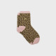 Chaussettes Léopard - Vert olive et rose - Taille 37/40