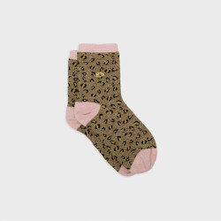 Chaussettes Léopard - Vert olive et rose - Taille 37/40