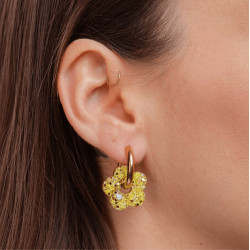 Créoles fleurs - Jaune/champagne