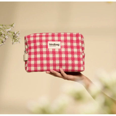 Trousse de toilette Leon - Vichy rose