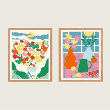 Kit de 2 peintures au numéro 24x30 - Retour de marché