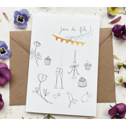 Carte et enveloppe Jour de fête 