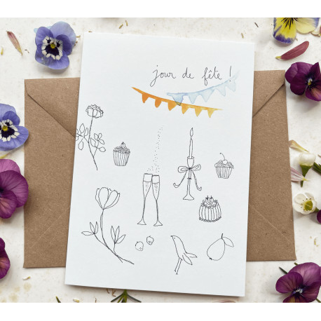 Carte et enveloppe Jour de fête 