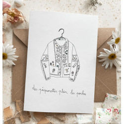 Carte et enveloppe Pâquerettes