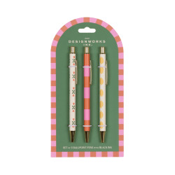 Set de 3 stylos A dopo - Flower, stripe, lemon