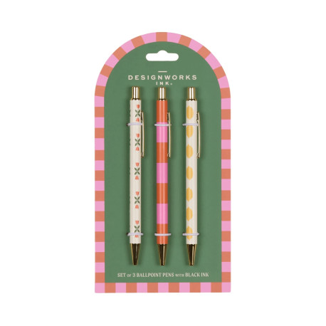 Set de 3 stylos A dopo - Flower, stripe, lemon