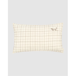 Coussin rectangulaire en lin - Natural grid