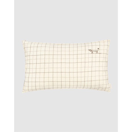 Coussin rectangulaire en lin - Natural grid