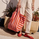 Sac cabas rayé - Tomato/candy