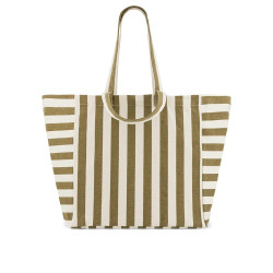 Sac cabas rayé - Olive/greige