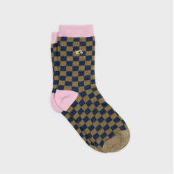 Chaussettes à carreaux - Kaki et bleu - Taille 37/40