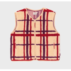 Veste sherpa sans manches à carreaux - Taille M