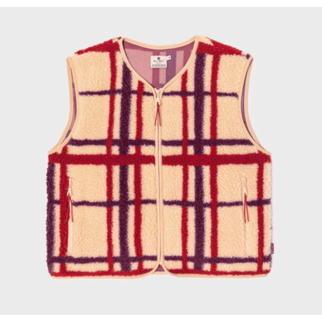 Veste sherpa sans manches à carreaux - Taille L