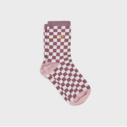 Chaussettes à carreaux - Ecu et rose clair - Taille 37/40