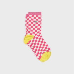 Chaussettes à carreaux - Rose et blanc - Taille 37/40