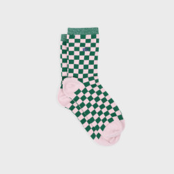 Chaussettes à carreaux - Vert et rose - Taille 37/40