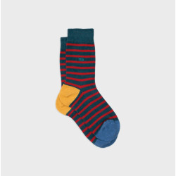 Chaussettes Larges rayures - Bleu rayé rouge - Taille 41/46