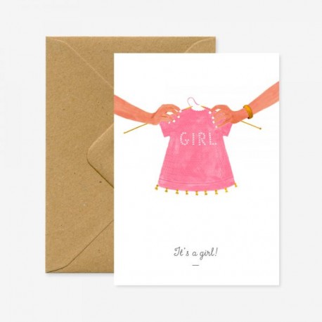 Carte It's a girl - pull rose