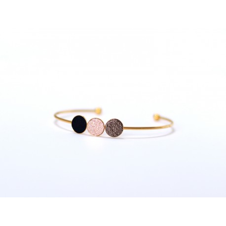 Jonc Trio noir/or rose/brun cosmique